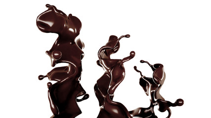 A splash of chocolate. 3d illustration, 3d rendering.