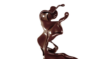 A splash of chocolate. 3d illustration, 3d rendering.