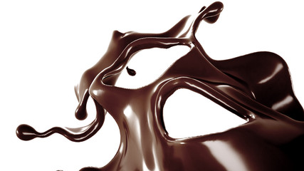 A splash of chocolate. 3d illustration, 3d rendering.