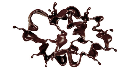 A splash of chocolate. 3d illustration, 3d rendering.