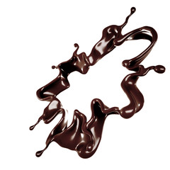 A splash of chocolate. 3d illustration, 3d rendering.