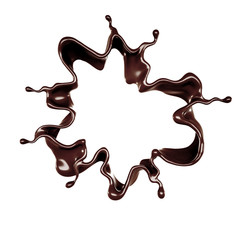 A splash of chocolate. 3d illustration, 3d rendering.