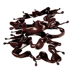 A splash of chocolate. 3d illustration, 3d rendering.