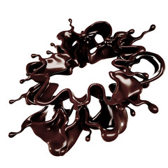 A splash of chocolate. 3d illustration, 3d rendering.