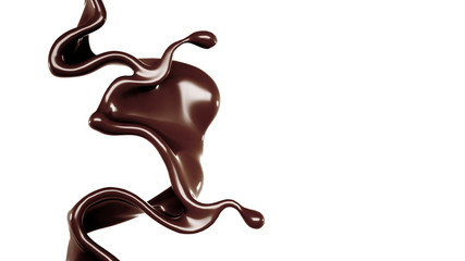 A splash of chocolate. 3d illustration, 3d rendering.