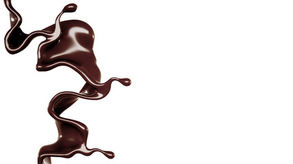 A splash of chocolate. 3d illustration, 3d rendering.