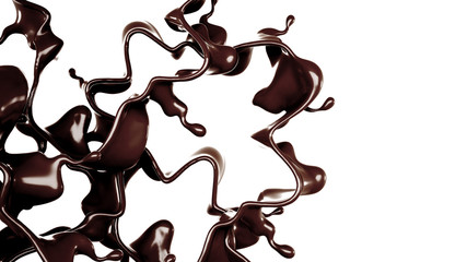 A splash of chocolate. 3d illustration, 3d rendering.