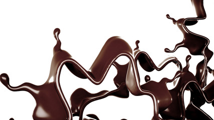 A splash of chocolate. 3d illustration, 3d rendering.