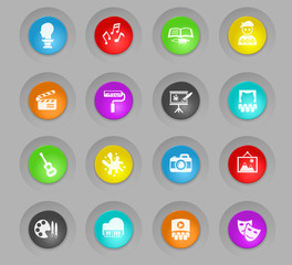 art colored plastic round buttons icon set