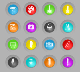 art colored plastic round buttons icon set