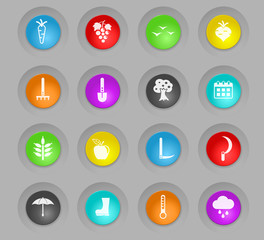autumn colored plastic round buttons icon set