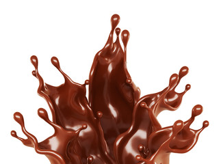 A splash of chocolate. 3d illustration, 3d rendering.