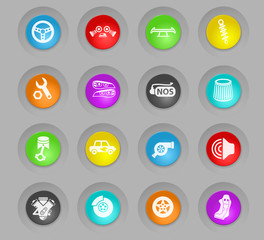 auto tuning colored plastic round buttons web icons for user interface design