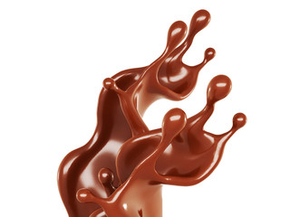 A splash of chocolate. 3d illustration, 3d rendering.