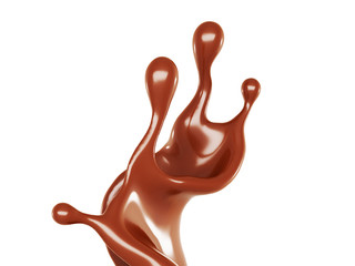 A splash of chocolate. 3d illustration, 3d rendering.