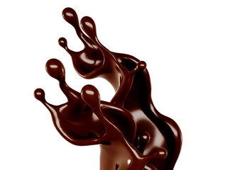 A splash of chocolate. 3d illustration, 3d rendering.