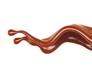 A splash of chocolate. 3d illustration, 3d rendering.