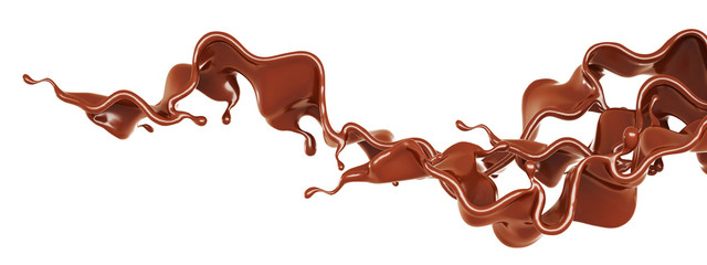 A splash of chocolate. 3d illustration, 3d rendering.