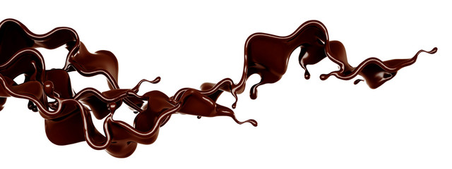 A splash of chocolate. 3d illustration, 3d rendering.