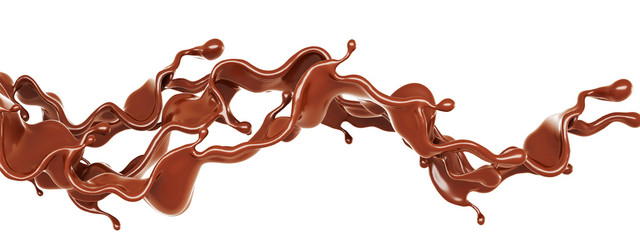 A splash of chocolate. 3d illustration, 3d rendering.
