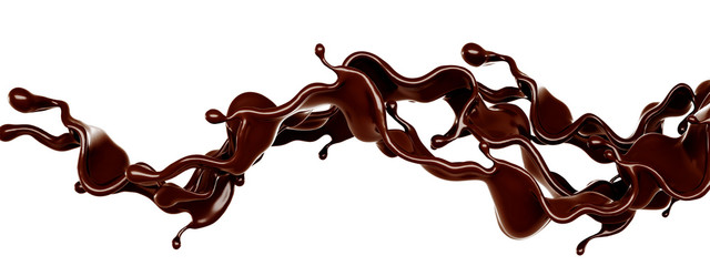A splash of chocolate. 3d illustration, 3d rendering.