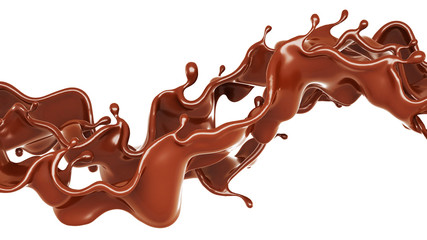 A splash of chocolate. 3d illustration, 3d rendering.