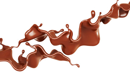 A splash of chocolate. 3d illustration, 3d rendering.