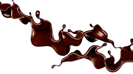 A splash of chocolate. 3d illustration, 3d rendering.