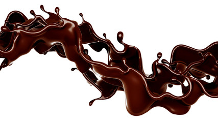 A splash of chocolate. 3d illustration, 3d rendering.