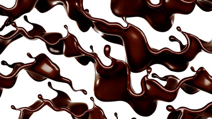 A splash of chocolate. 3d illustration, 3d rendering.