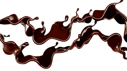 A splash of chocolate. 3d illustration, 3d rendering.