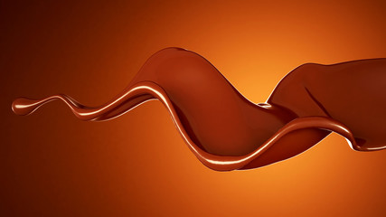 A splash of chocolate on a brown background. 3d illustration, 3d rendering.