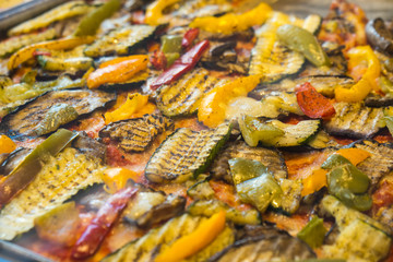 texture of vegetarian pizza on the bench of the city of venice