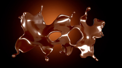 A splash of chocolate on a brown background. 3d illustration, 3d rendering.