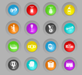 boxing colored plastic round buttons icon set