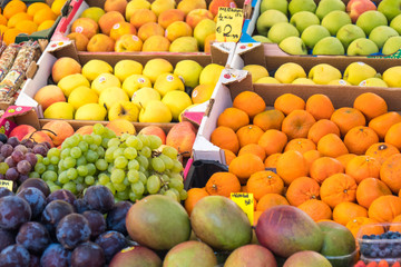 Fruits on the grocery market in Venice, Italy