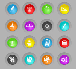 creative process colored plastic round buttons icon set