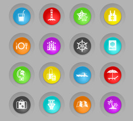 cruise colored plastic round buttons icon set