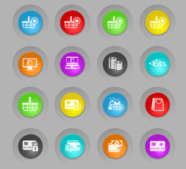 e-commerce colored plastic round buttons icon set