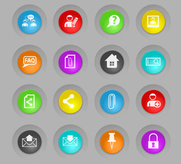 forum interface colored plastic round buttons icon set