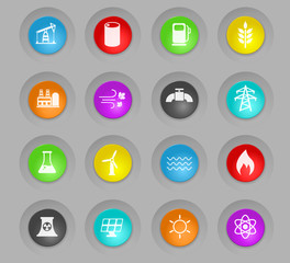 power generation colored plastic round buttons icon set