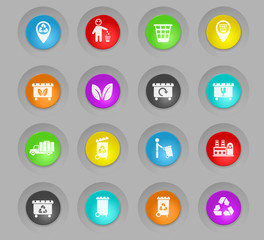 garbage colored plastic round buttons icon set