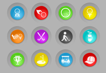 golf colored plastic round buttons icon set