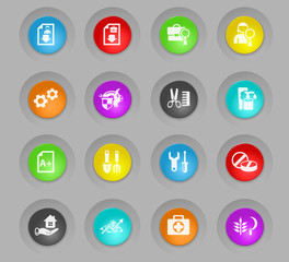 job search colored plastic round buttons icon set
