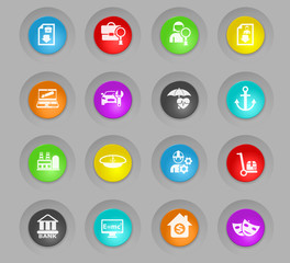 job search colored plastic round buttons icon set