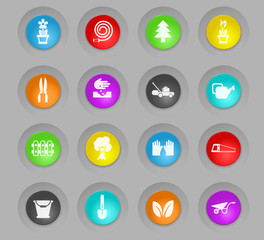 landscape design colored plastic round buttons icon set