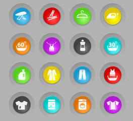 laundry colored plastic round buttons icon set