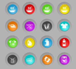 laundry colored plastic round buttons icon set
