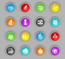 leisure colored plastic round buttons icon set