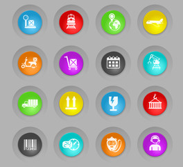 logistic colored plastic round buttons icon set